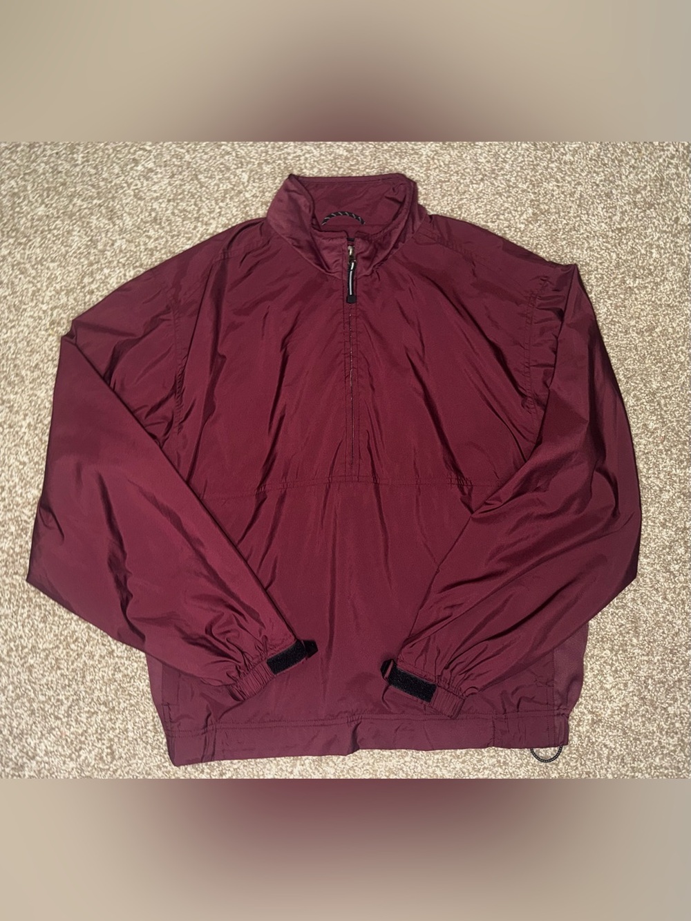 Cutter & Buck Men’s Burgundy Windbreaker Jacket Full Zip Pockets Stand-Up M Wine